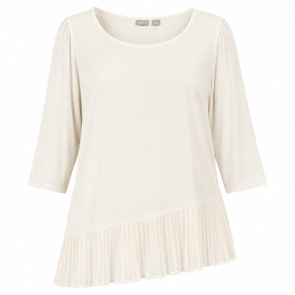 Chico's Tops - Chico's Travelers Tunic Top Womens 2 L Cream Pleated Asymmetrical Hem Minimalist